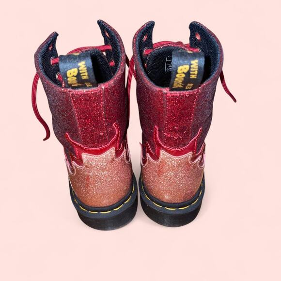 Dr Martens Red Glitter Flame 1460 Pascal Boots - Picture 4 of 7